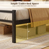 The twin size metal bed frame features a 9" under-bed space for easy storage and cleaning, with a stylish upholstered headboard.
