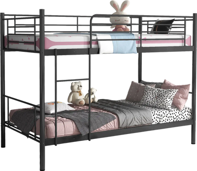 Costway Metal Bunk Bed Ladder Full-Length Guardrails Black 92165874 New