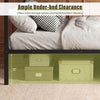 Full-over-full metal bunk bed in black with 12" under-bed clearance for storage and easy floor cleaning.