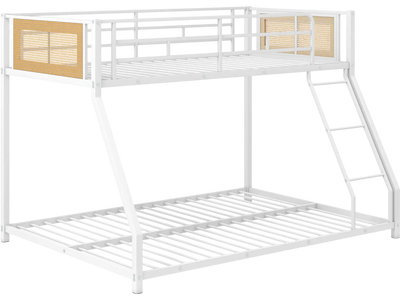 Costway Twin Over Full Metal Bunk Bed w/ Safety Guardrail Ramp Ladder 26331797 New