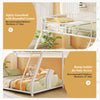 Metal bunk bed twin over full with safety guardrail and ramp ladder, featuring a white finish for space-saving design.