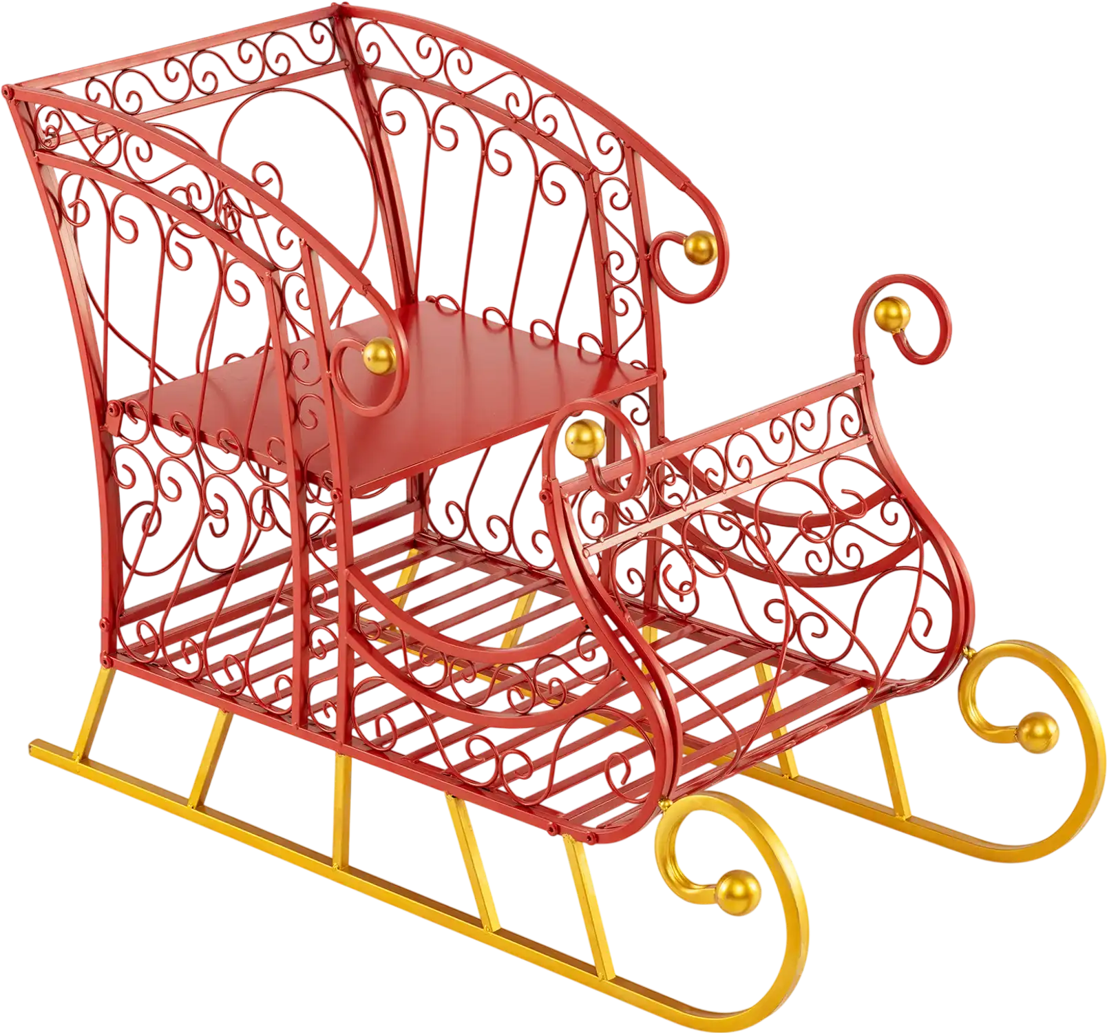 Costway 2-Tier Metal Christmas Santa Sleigh Gift Storage Basket 38235325 New