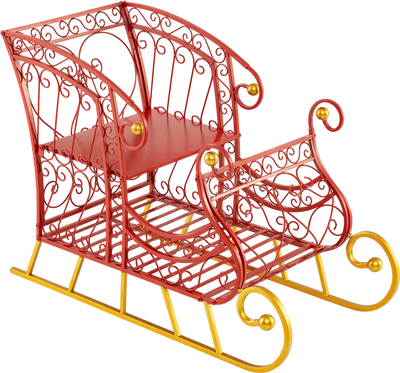 Costway 2-Tier Metal Christmas Santa Sleigh Gift Storage Basket 38235325 New