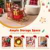 Red metal Christmas Santa sleigh basket with golden base, ideal for storing gifts and ornaments during the festive.