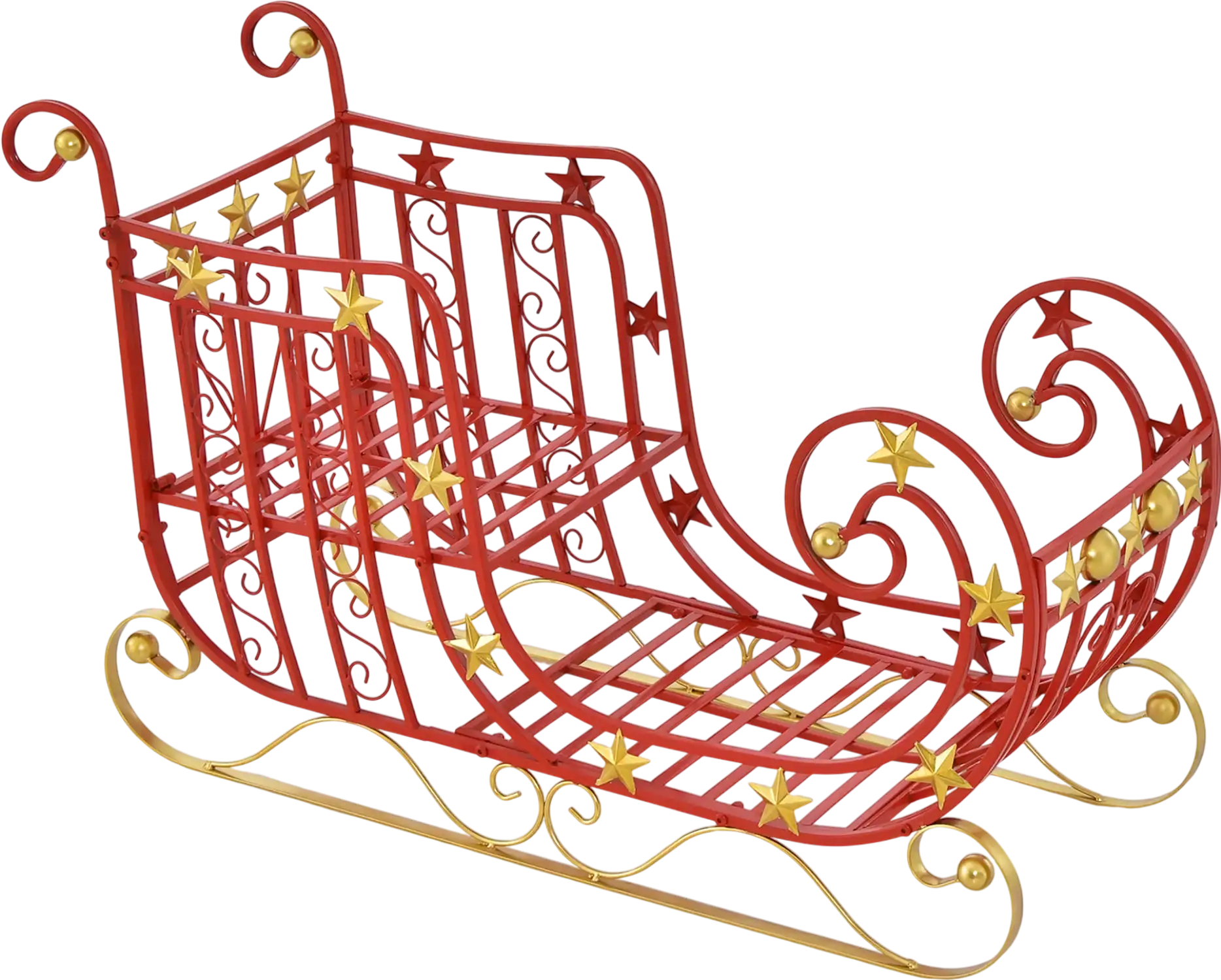 Costway Metal Christmas Santa Sleigh Large Cargo Area Gifts 36127894 New