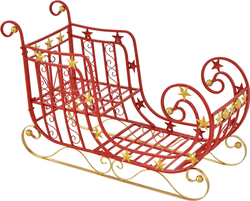 Metal Christmas Santa Sleigh with Large Cargo Area for Gifts