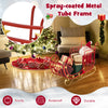 Metal Christmas Santa sleigh with a spacious cargo area, sturdy frame, and golden star accents for festive holiday.