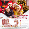 Metal Christmas Santa sleigh with large cargo area, featuring a heavy-duty frame and festive design for holiday decor.