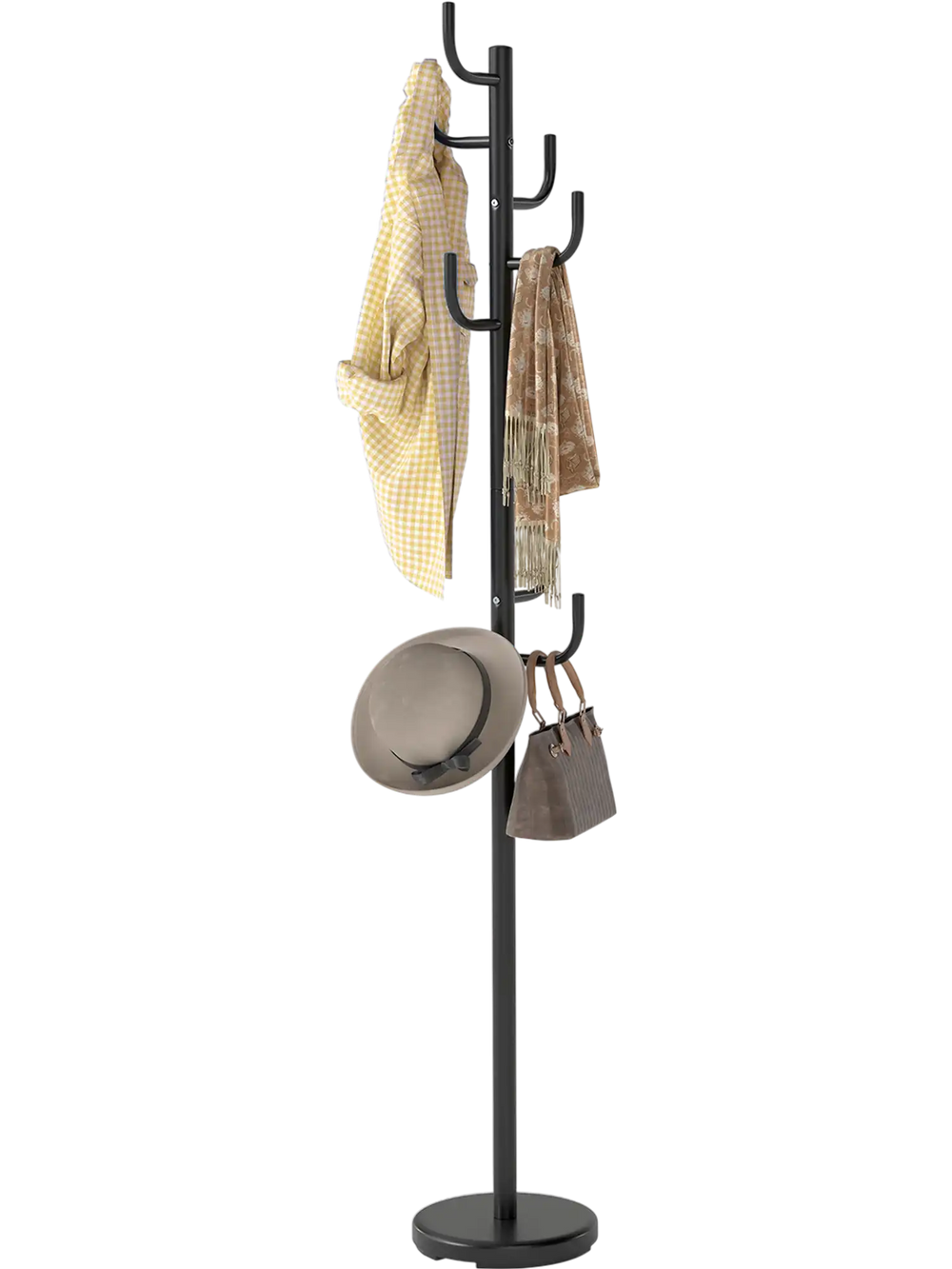 Metal Coat Rack Stand with 8 Sturdy Hooks and Metal Base