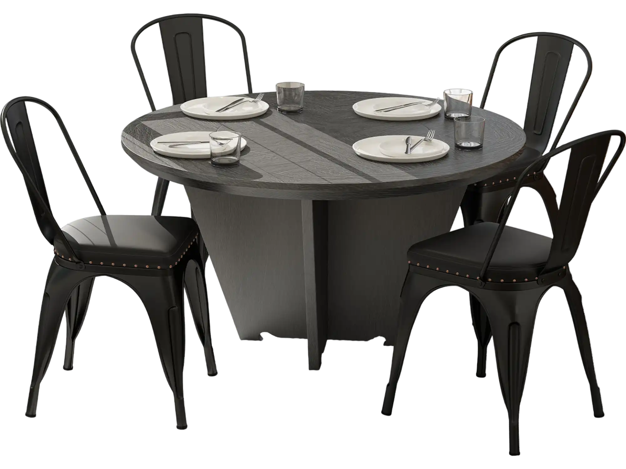 Costway Set of 4 Metal Dining Chairs Stackable PU Leather Cushioned Seat Black 491236857 New