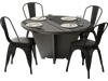 Black metal dining chair set of 4 with cushioned seats and removable backs, perfect for dining rooms and cafes.