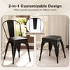 Metal dining chair with removable backrest and cushioned seat, featuring a stackable design for versatile use.