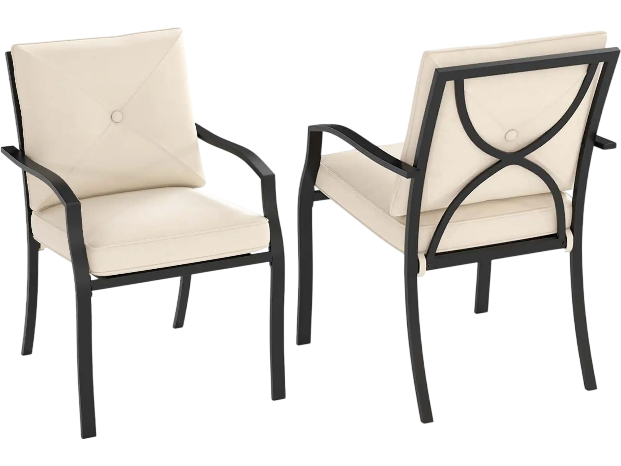 Costway Outdoor Patio Dining Chairs Set of 2 Stackable Metal Armrest 29226337 New
