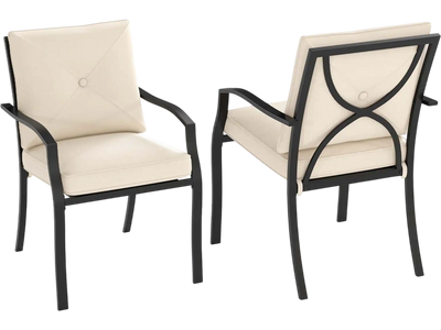 Costway Outdoor Patio Dining Chairs Set of 2 Stackable Metal Armrest 29226337 New
