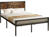 Full/Queen bed with rustic headboard and footboard, featuring a heavy-duty metal frame for sturdy support and ample.