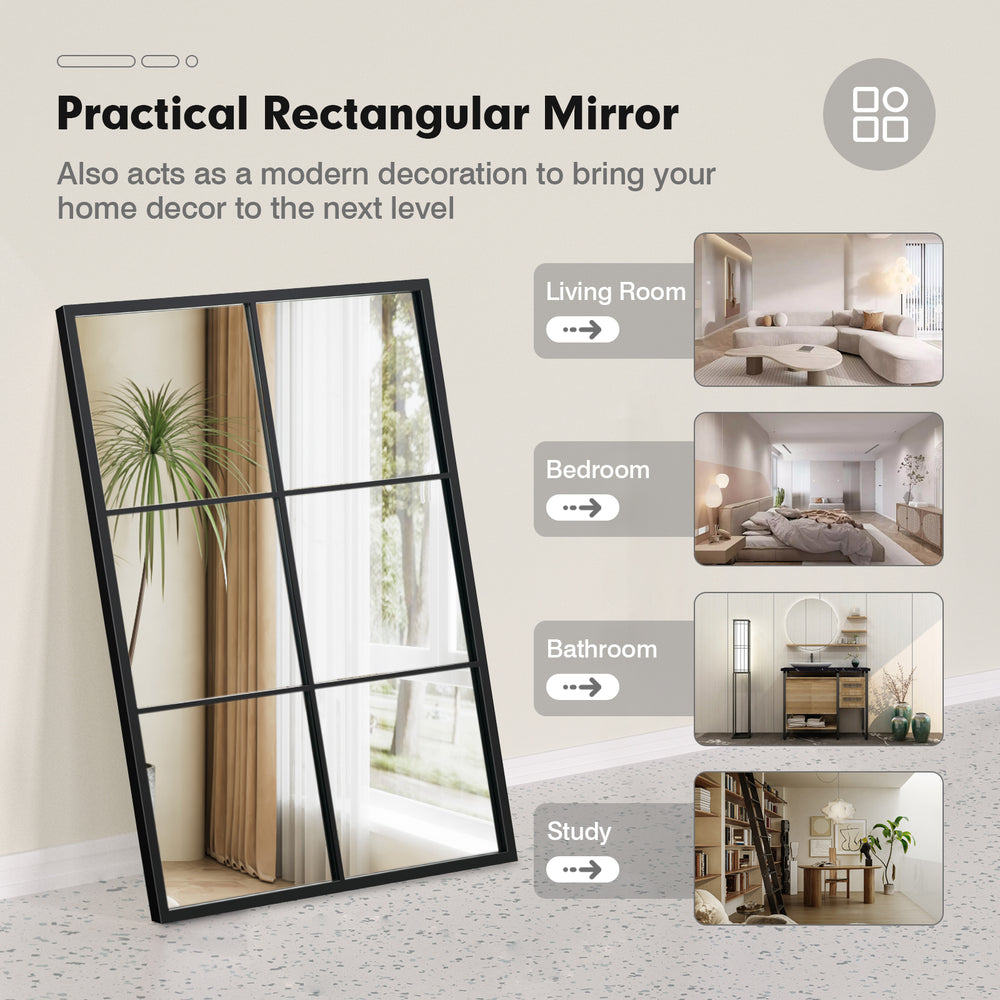 3-layered black decorative wall mirror with metal frame, ideal for living room, bedroom, or bathroom decor.