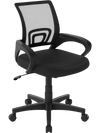 Mid-back mesh office chair in black with ergonomic lumbar support and adjustable height for comfortable seating.