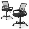 Mid-back ergonomic office chair in black with mesh fabric, lumbar support, and adjustable height for comfort in any.