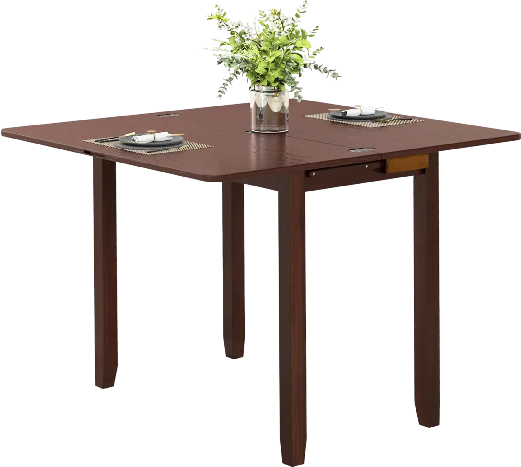 Costway Mid Century Extendable Folding Dining Table w/ Hidden Storage for 4 58749326 New