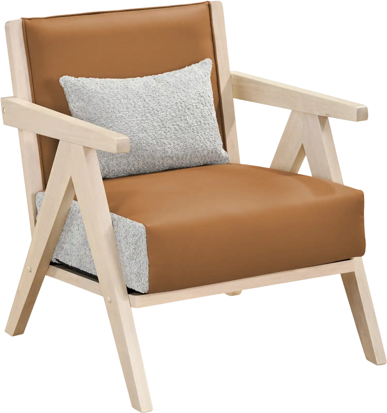Costway Mid-Century Modern Accent Chair Artificial Leather Rubber Wood Frame 89921885 New