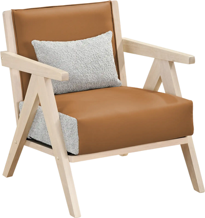 Costway Mid-Century Modern Accent Chair Artificial Leather Rubber Wood Frame 89921885 New