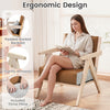 Mid-century modern accent chair in brown with ergonomic design, padded backrest, and included throw pillow for comfort.