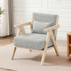 Mid-Century Modern Accent Chair Artificial Leather Sofa Chair with Rubber Wood Frame-Gray - Gallery View 1 of 10