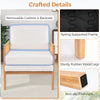 Mid century modern accent chair with rattan arms, removable sherpa cushion, and sturdy rubber wood legs for versatile.