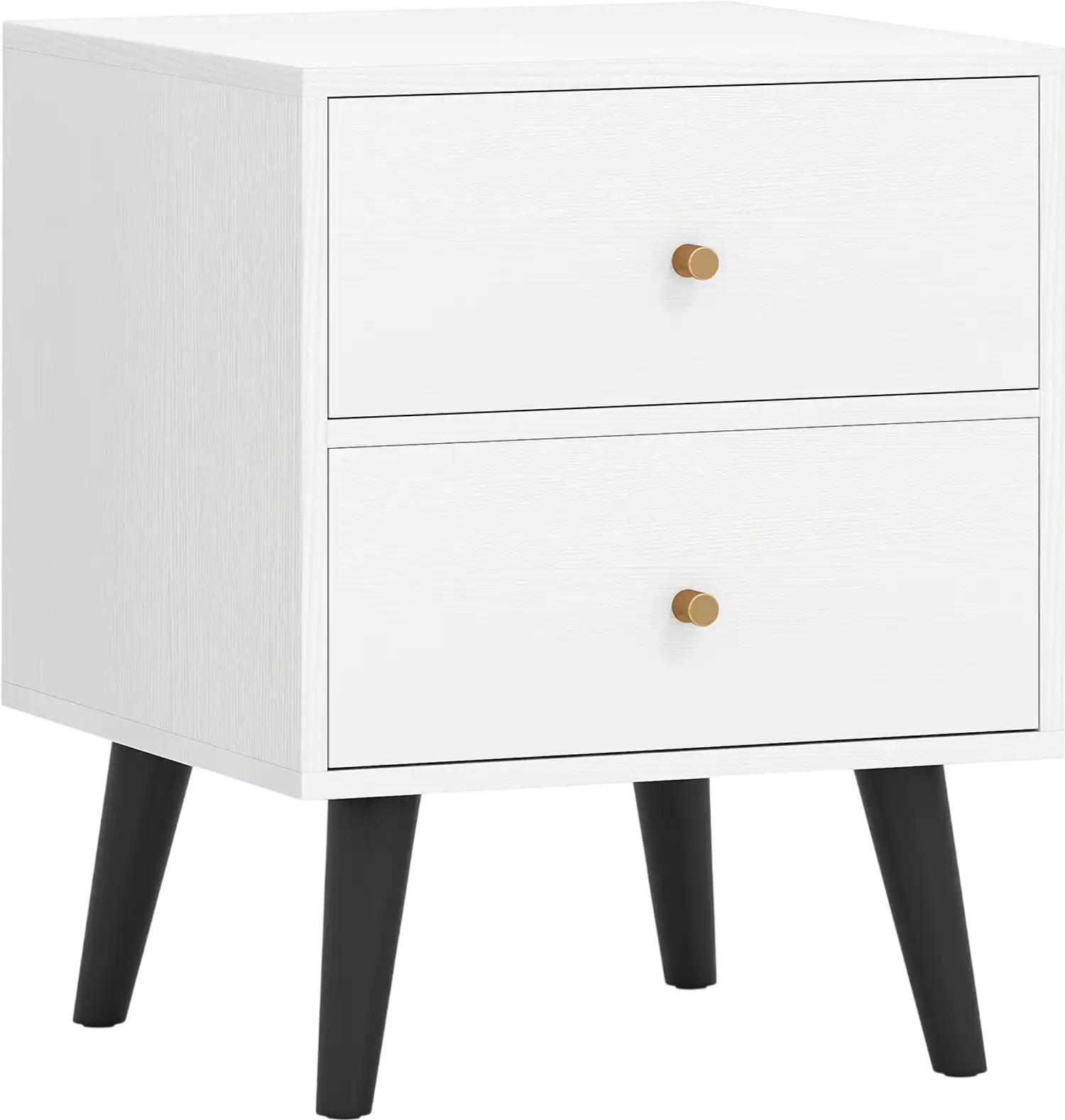 Costway Mid Century Modern 2-Drawer Nightstand Bedside Table Golden Knobs 37291700 New