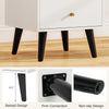 Close-up of the Mid Century Modern bedside table's raised black legs, featuring a firm connection and non-slip design.