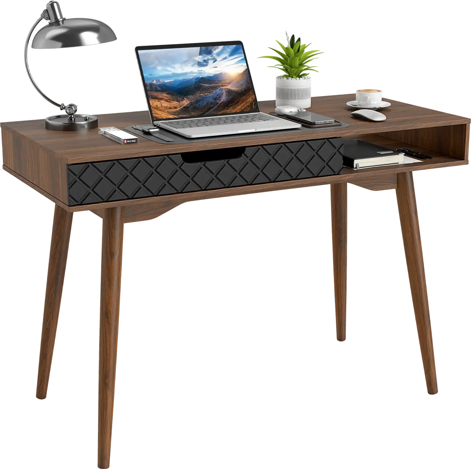 Costway Mid-Century Modern Computer Desk with Drawer Open Compartment 74516385 New