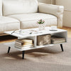 Mid Century Modern Rectangle Coffee Table 2-Tier Accent Table with 2 Open Compartments-White - Gallery View 1 of 10