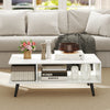 Mid Century Modern coffee table with spacious tabletop and 2-tier design, ideal for stylish living room organization.