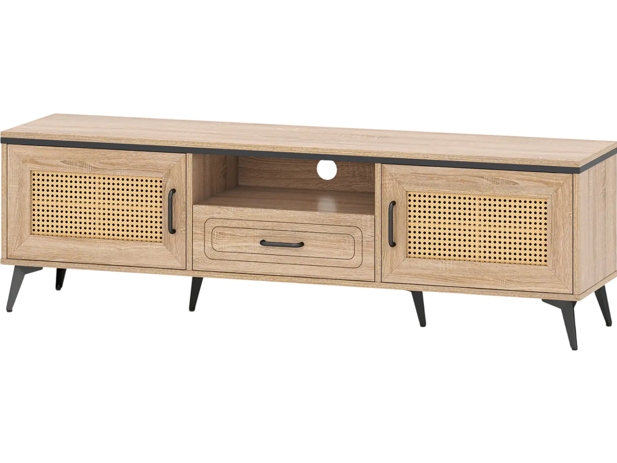 Costway Mid Century Modern TV Stand Entertainment Center 2 Cabinets Storage Drawer 97623154 New
