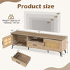 Dimensions of the Mid Century Modern Entertainment Center with oak finish, featuring cabinets and storage drawer for.