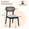 Mid Century Rattan Dining Chair dimensions showing ergonomic design, solid wood frame, and woven rattan back for comfort.
