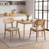 Mid Century Rattan Dining Chairs Set of 2 with Rattan Back and Solid Wood Frame-Natural - Gallery View 1 of 8