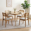 Mid Century Rattan Dining Chairs Set of 4 with Rattan Back-Natural - Gallery View 1 of 9