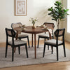 Mid Century Rattan Dining Chairs Set of 4 with Rattan Back-Black - Gallery View 1 of 9