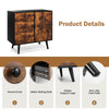 Mid-century wood storage cabinet featuring a vintage design, 3 drawers, and a 2-tier door cabinet for versatile.