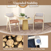 Mid-century wooden accent chairs with beige leathaire cushions, featuring a solid rubber wood frame and anti-slip foot.