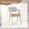 Mid Century wooden accent chair dimensions with Leathaire seat cushion, ideal for living room or dining room use.