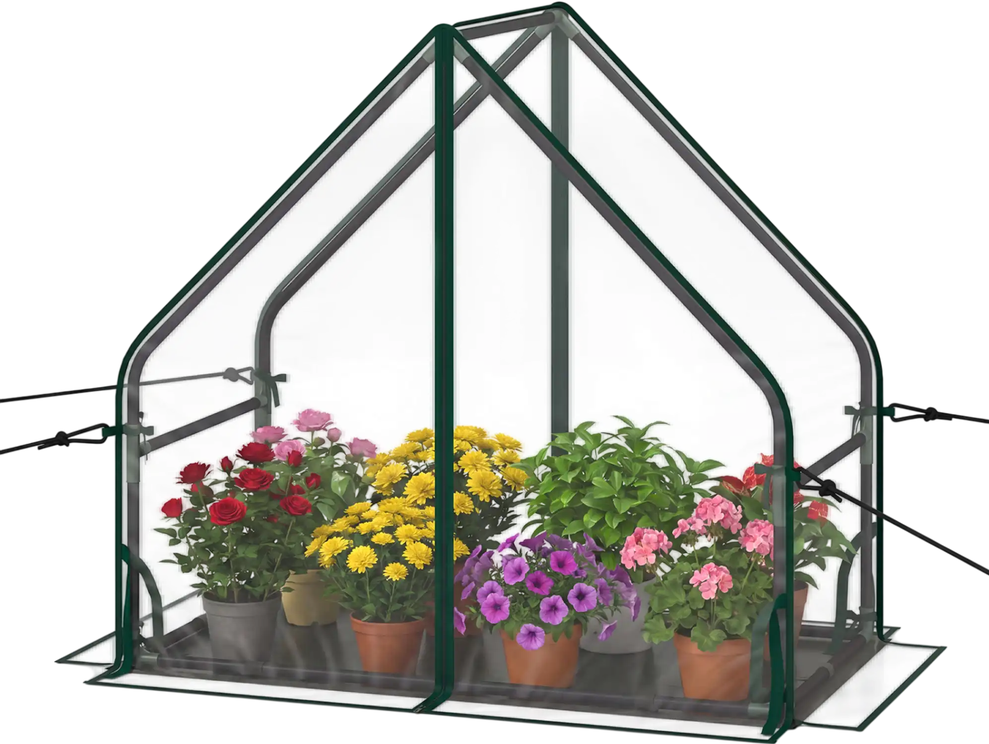 Costway Mini Greenhouse Metal Frame Waterproof Bottom Mat Wind Ropes 94324611 New