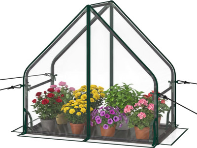 Costway Mini Greenhouse Metal Frame Waterproof Bottom Mat Wind Ropes 94324611 New