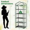 Mini greenhouse with 5 tier shelves, rustproof frame, and roll-up door, perfect for balcony gardening.