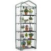 Mini greenhouse with 5 tier shelves, rustproof metal frame, and roll-up door for easy plant access on balconies.
