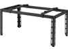Adjustable black mini split ground stand for ductless air conditioners, featuring a sturdy metal frame and.