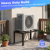 Adjustable black mini split ground stand for 9000-36000 BTU units, featuring a heavy-duty build and anti-vibration pads.
