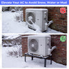 Mini split ground stand in black, adjustable for various ductless AC units, elevating to avoid snow and water.