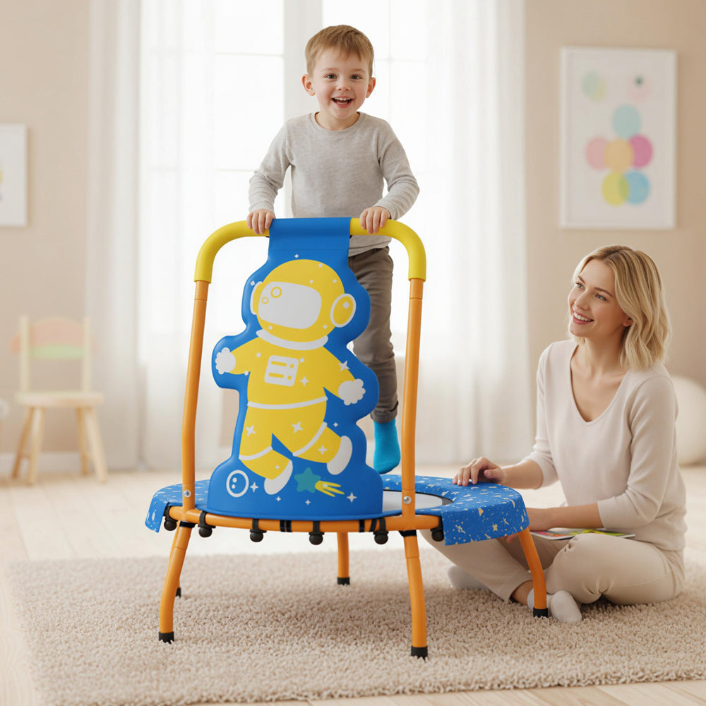 Mini Trampoline for Toddlers with Foam Padded Handle and Safety Padded Cover-Blue - Gallery View 1 of 10